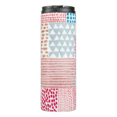Patchwork Style Niedlich Doodle Muster Thermosbecher (Rückseite)