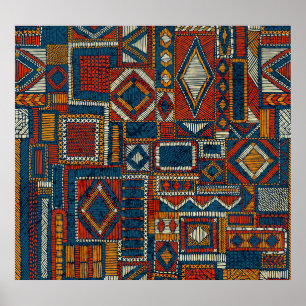 Patchwork Style Stilbestickt Vintag Poster