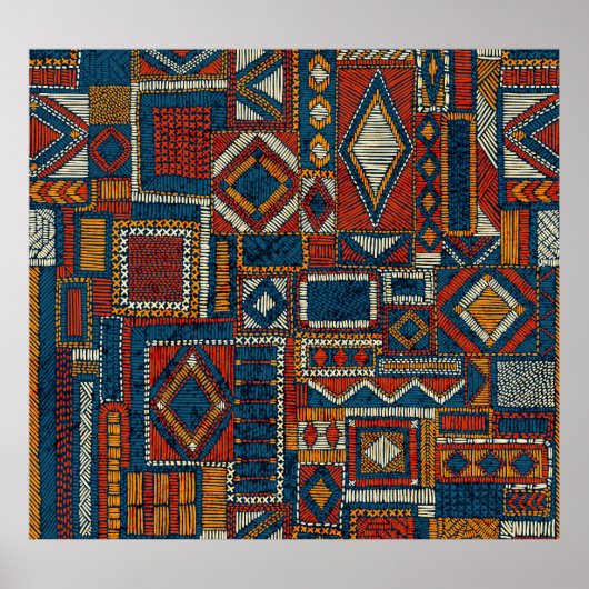 Patchwork Style Stilbestickt Vintag Poster (Vorne)