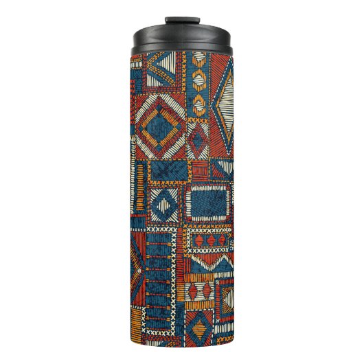 Patchwork Style Stilbestickt Vintag Thermosbecher (Vorderseite)