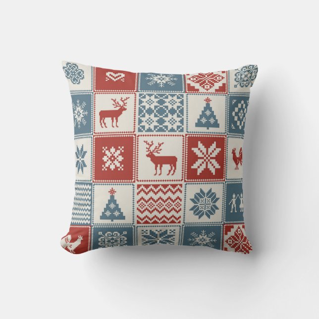 Patchwork Style: Weihnachts-Ziermuster Kissen (Vorderseite)