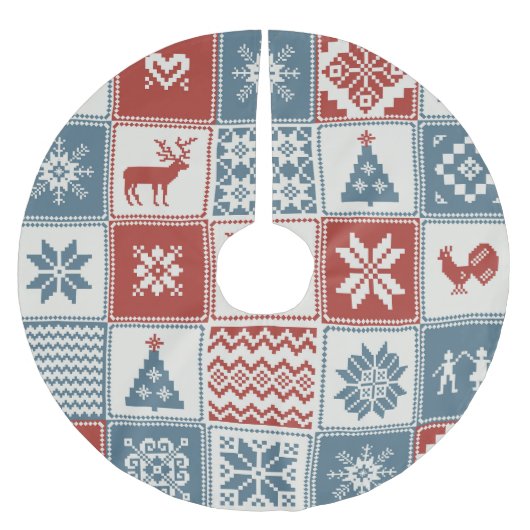 Patchwork Style: Weihnachts-Ziermuster Polyester Weihnachtsbaumdecke (Vorderseite)