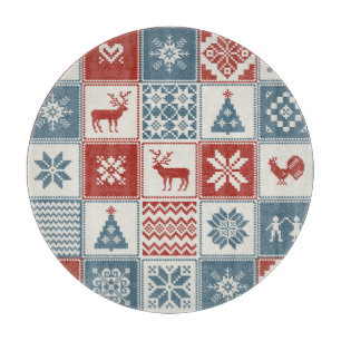 Patchwork Style: Weihnachts-Ziermuster Schneidebrett