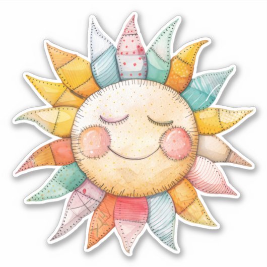 Patchwork Sun Sticker (Vorderseite)