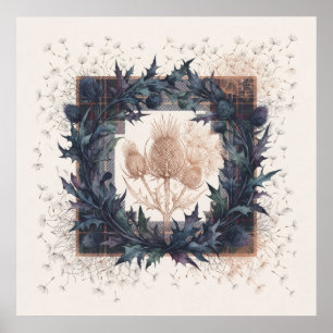 Patchwork-Tartan-Distel-Karden-Schottischer Kranz Poster