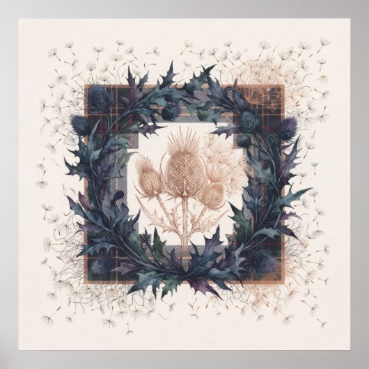 Patchwork-Tartan-Distel-Karden-Schottischer Kranz Poster (Vorne)