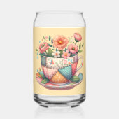 Patchwork-Teacup mit Whimsical-Blume Dosenglas (Rückseite)