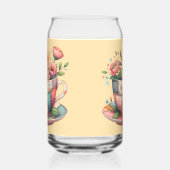 Patchwork-Teacup mit Whimsical-Blume Dosenglas (Rechts)