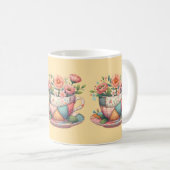 Patchwork-Teacup mit Whimsical-Blume Kaffeetasse (VorderseiteRechts)