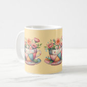 Patchwork-Teacup mit Whimsical-Blume Kaffeetasse (Vorderseite Links)