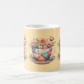 Patchwork-Teacup mit Whimsical-Blume Kaffeetasse (Mittel)