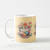 Patchwork-Teacup mit Whimsical-Blume Kaffeetasse (Links)