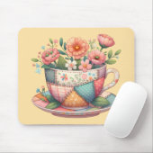 Patchwork-Teacup mit Whimsical-Blume Mousepad (Mit Mouse)