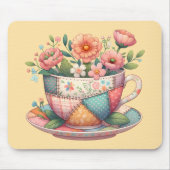 Patchwork-Teacup mit Whimsical-Blume Mousepad (Vorne)