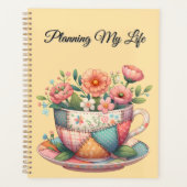 Patchwork-Teacup mit Whimsical-Blume Planer (Vorderseite)