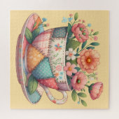 Patchwork-Teacup mit Whimsical-Blume Puzzle (Horizontal)
