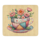 Patchwork-Teacup mit Whimsical-Blume Schneidebrett (Vorderseite)
