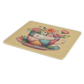 Patchwork-Teacup mit Whimsical-Blume Schneidebrett (Ecke)