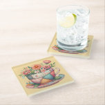 Patchwork Teacup with Whimsical Flowers Glasuntersetzer<br><div class="desc">A charming fusion of cozy cottagecore and nostalgic patchwork, this design features a teacup bursting with whimsical florals in soft, pastel hues. Each panel of the teacup is adorned with vintage-inspired fabric patterns—plaids, florals, and polka dots—stitched together with visible seams for a handmade, quilt-like look. The surrounding flowers bloom in...</div>