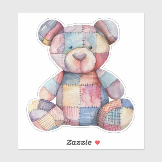 Patchwork Teddy Bar Sticker (Blatt)