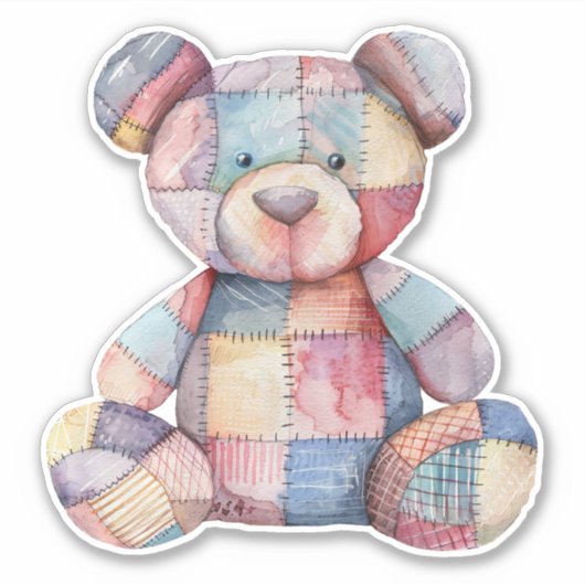 Patchwork Teddy Bar Sticker (Vorderseite)