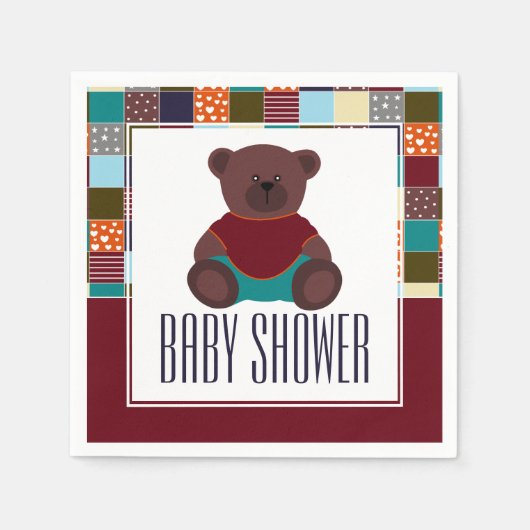 Patchwork Teddy Bear, Babydusche Serviette (Vorderseite)