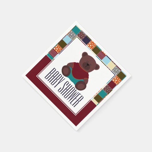 Patchwork Teddy Bear, Babydusche Serviette (Ecke)