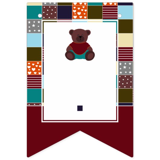 Patchwork Teddy Bear, Babydusche Wimpelkette (Erste Fahne)