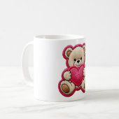Patchwork-Teddybär mit Herz Kaffeetasse (Vorderseite Links)