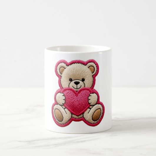Patchwork-Teddybär mit Herz Kaffeetasse (Mittel)