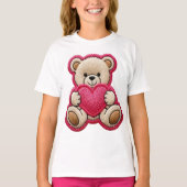 Patchwork-Teddybär mit Herz T-Shirt (Vorderseite)