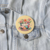 Patchwork-Teetasse mit fantastischen Blumen Button (Beispiel)