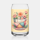 Patchwork-Teetasse mit fantastischen Blumen Dosenglas (Rückseite)