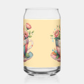 Patchwork-Teetasse mit fantastischen Blumen Dosenglas (Rechts)