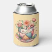 Patchwork-Teetasse mit fantastischen Blumen Dosenkühler (Kanne Rückseite)