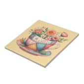 Patchwork-Teetasse mit fantastischen Blumen Fliese (Seite)