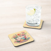 Patchwork-Teetasse mit fantastischen Blumen Getränkeuntersetzer (Rechte Seite)
