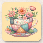 Patchwork-Teetasse mit fantastischen Blumen Getränkeuntersetzer (Vorderseite)