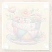 Patchwork-Teetasse mit fantastischen Blumen Glasuntersetzer (Rückseite)
