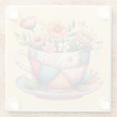 Patchwork-Teetasse mit fantastischen Blumen Glasuntersetzer (Rückseite)