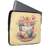Patchwork-Teetasse mit fantastischen Blumen Laptopschutzhülle (Vorne Rechts)