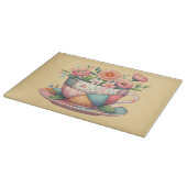 Patchwork-Teetasse mit fantastischen Blumen Schneidebrett (Ecke)