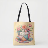 Patchwork-Teetasse mit fantastischen Blumen Tasche (Vorderseite)
