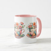 Patchwork-Teetasse mit fantastischen Blumen Tasse (VorderseiteRechts)