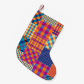 Patchwork Textil: nahtlos Vintages Muster. Kleiner Weihnachtsstrumpf (Vorderansicht (hängend))
