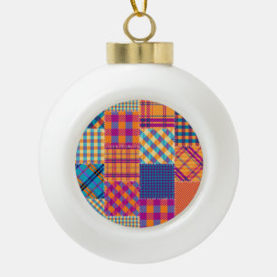 Patchwork-Textil: nahtloses Vintage-Muster. Keramik Kugel-Ornament