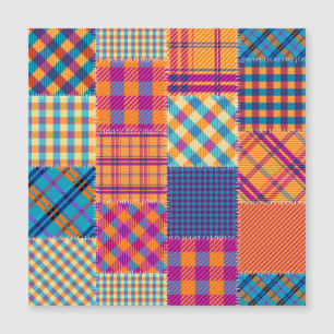 Patchwork-Textil: nahtloses Vintage-Muster. Magnetkarte