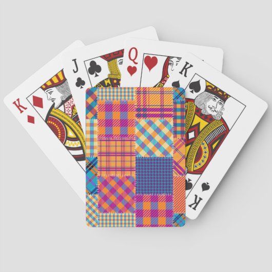 Patchwork-Textil: nahtloses Vintage-Muster. Spielkarten (Rückseite)