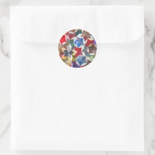 Patchwork-Textil-Sternenmuster Runder Aufkleber (Tasche)