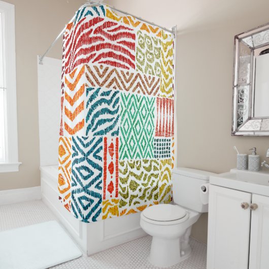 Patchwork Texturen: HandGezeichnet Tierdrucke Duschvorhang (Beispiel)